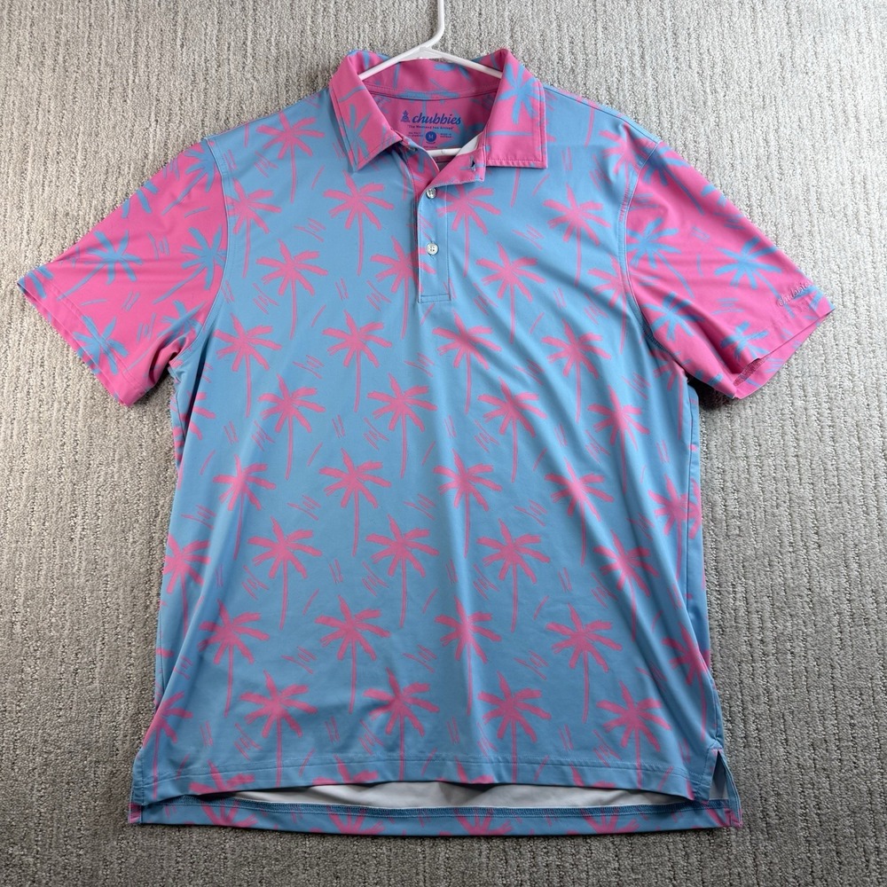 Chubbies Golf Polo Men's Size Medium Palm Trees All Over Print